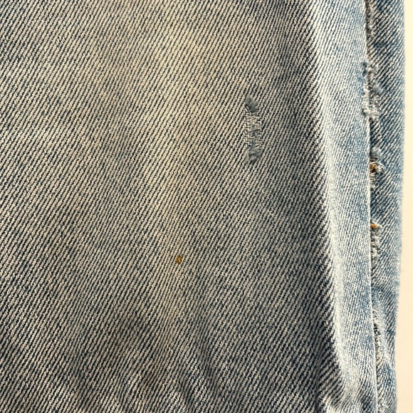 Zara TRF trending straight leg raw hem highrise light wash button fly jean size4 - Picture 3 of 6